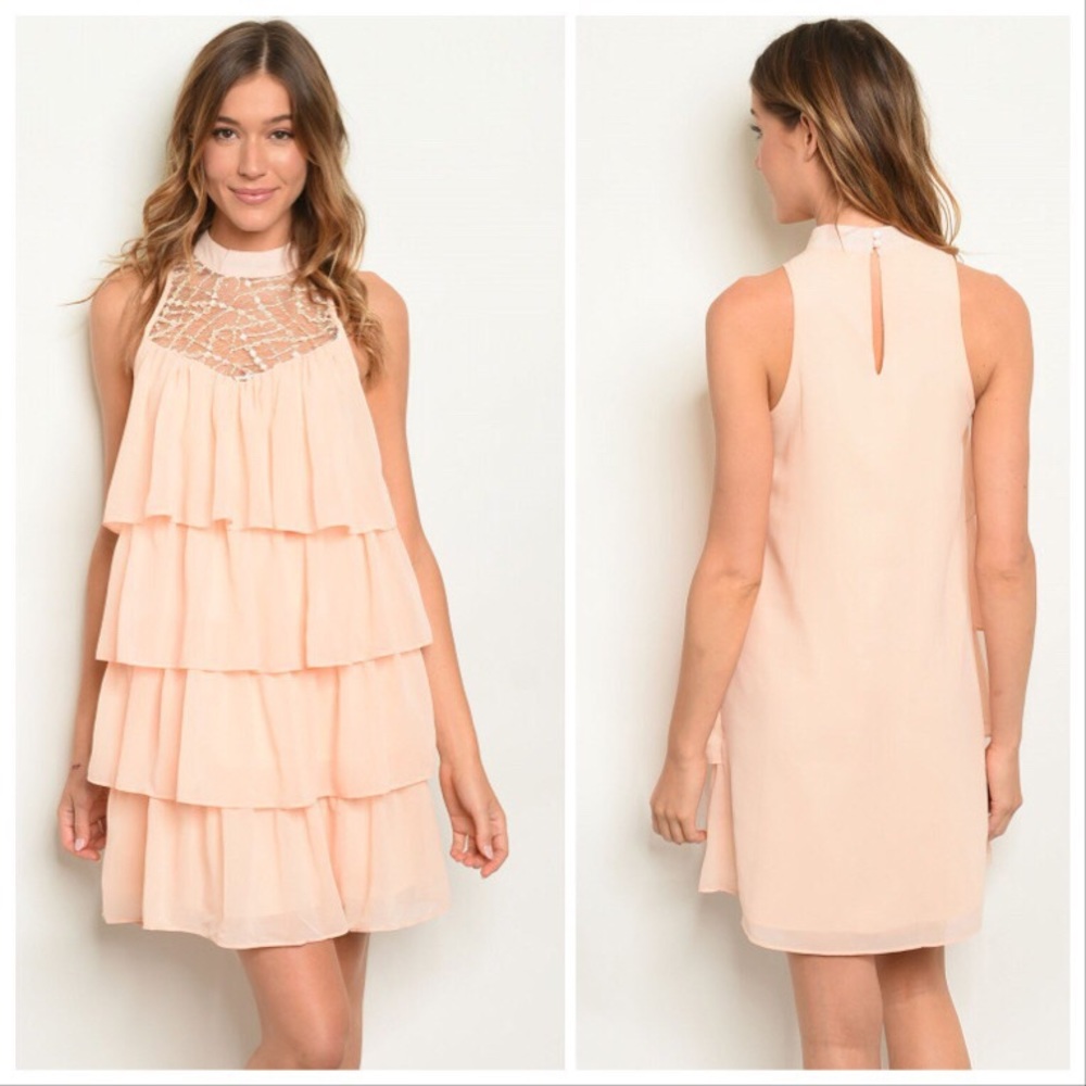 Bridgett Tiered Peach Ruffle A-Line Mini D… - Picture 5 of 5